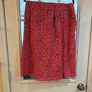 Elegant Red Floral A-Line Skirt